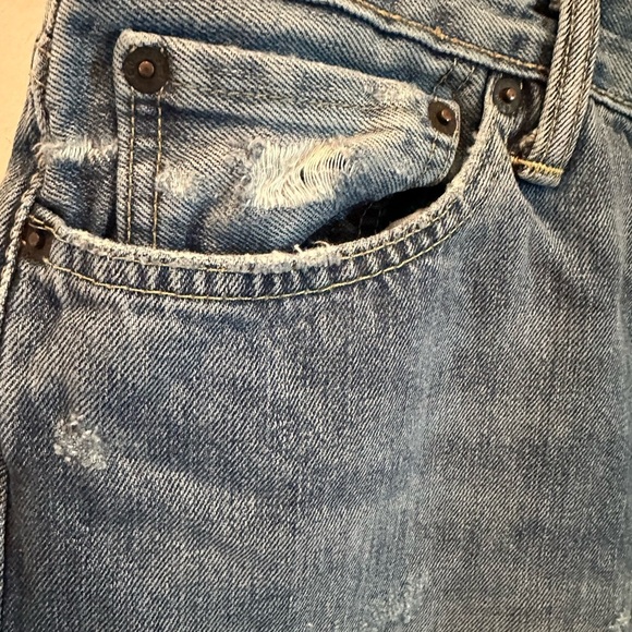 Levis 514 Mens Distressed Blue Washed Denim Shorts Size 31 Cut Off - Picture 4 of 5